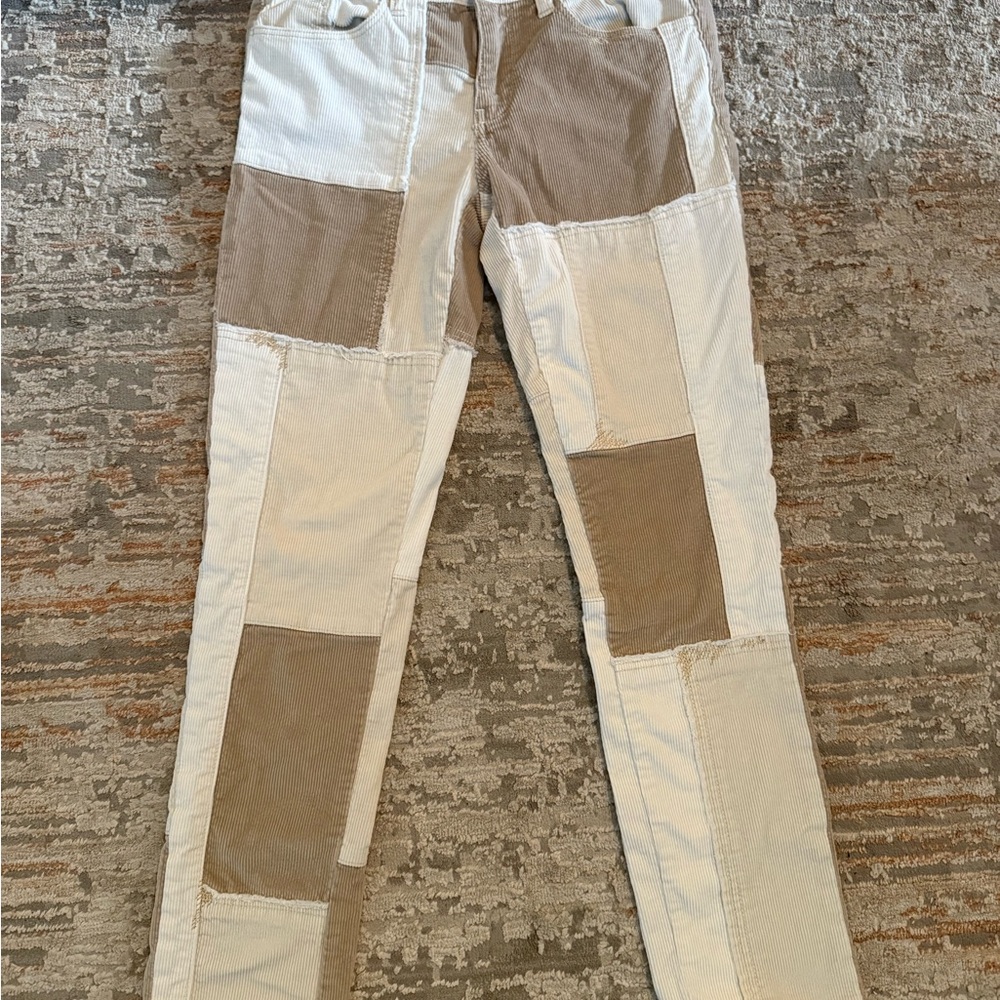 Anthropologie PILCRO and the Letterpress Patchwork Pants Size 27 Corduroy Brown
